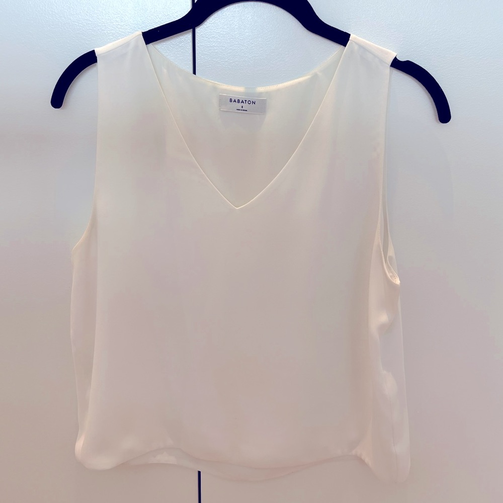 Aritzia Babaton V-neck blouse in white